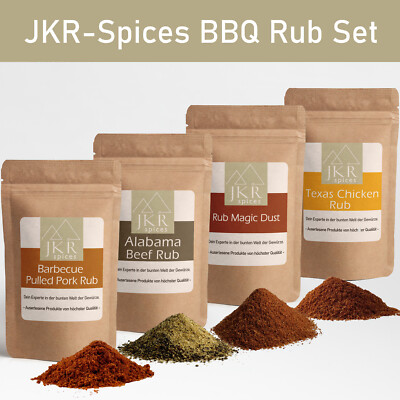 4 X 250g BBQ Rub - Pulled Pork, Alabama Beef, Texas Chicken & Magic Dust Rub