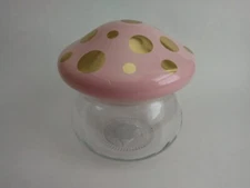 Target Bullseye Playground Glass Mushroom Jar Pink w/ Gold Polka Dots Lid