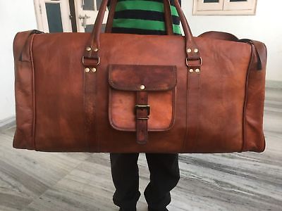 Leather handmade travel luggage vintage overnight weekend duffel Gym Bag 