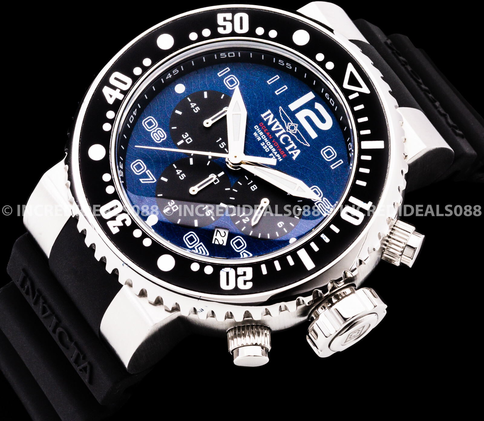 Invicta Men GRAND PRO DIVER Chronograph Silver Blue Black Dial 52mm