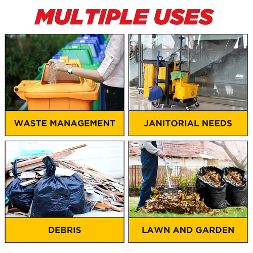 40-45 Gallon Heavy Duty Trash Bags, 1.5 Mil Black, 50 Count, Individually Folded - Picture 4 of 8