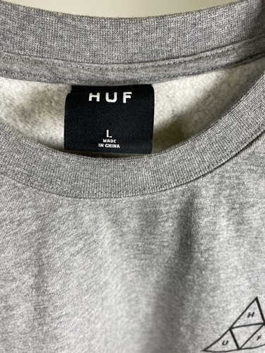 Sweat-shirt HUF Essentials TT Crew tailles M, L, XL, XXL - Noir/Gris - NEUF - Photo 4/15