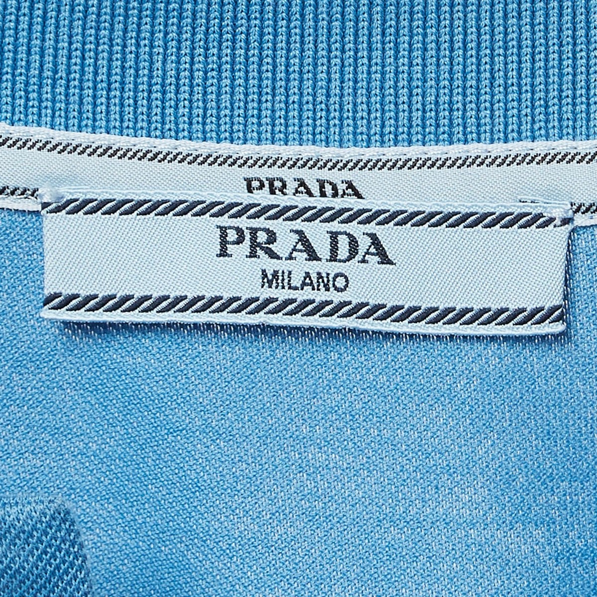 Prada Blue Logo Embroidered Cotton Pique Polo T-Shirt L | eBay Prada Blue Logo Embroidered Cotton Pique Polo T-Shirt L | eBay