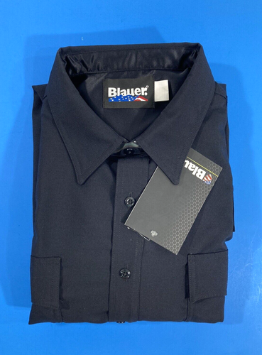 NWT LARGE 16.5 X 33 BLAUER MENS SUPERSHIRT 8436-1 L/S WOOL BLEND SHIRT DARK NAVY - Picture 5 of 5