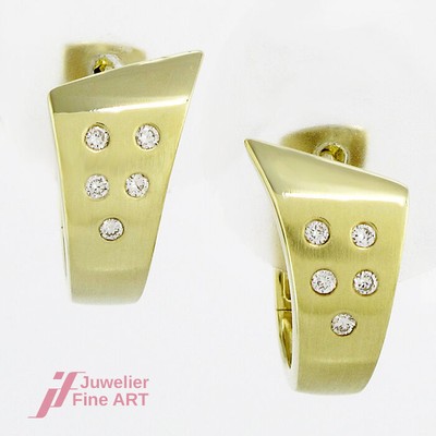 CREOLEN in 14K/585 Gelbgold Brillantbesatz 0,15 ct TW-VSI 5,8 g  (Paar)