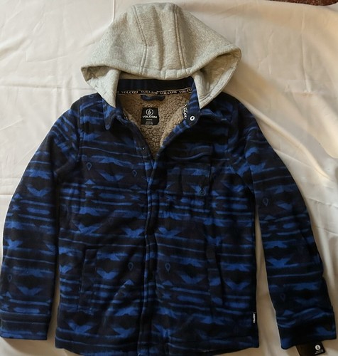 Volcom Boy's Fleece Jacket Sherpa Lining NEW With Hood Size M 10-12