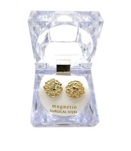Authentic Magnetic Earrings Cookie Nugget Hip Hop Iced Gold plated Cubic Zirconia Earrings