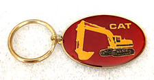 Vtg Cat Caterpillar Trencher Shovel Metal  Enamel Key Chain 1980s NOS New