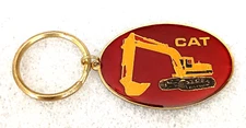 Vtg Cat Caterpillar Trencher Shovel Metal & Enamel Key Chain 1980s NOS New