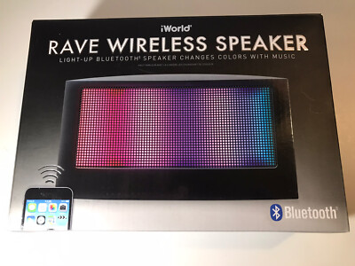 iWorld Rave Bluetooth Wireless Speaker light- up bluetooth changing colors Open