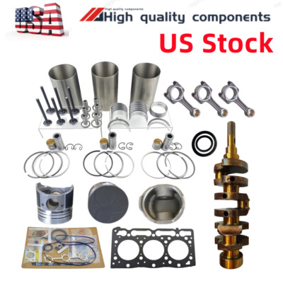 D902 Engine Rebuild Kit+Crankshaft+3PCS Connecting Rod For Kuboda Engine