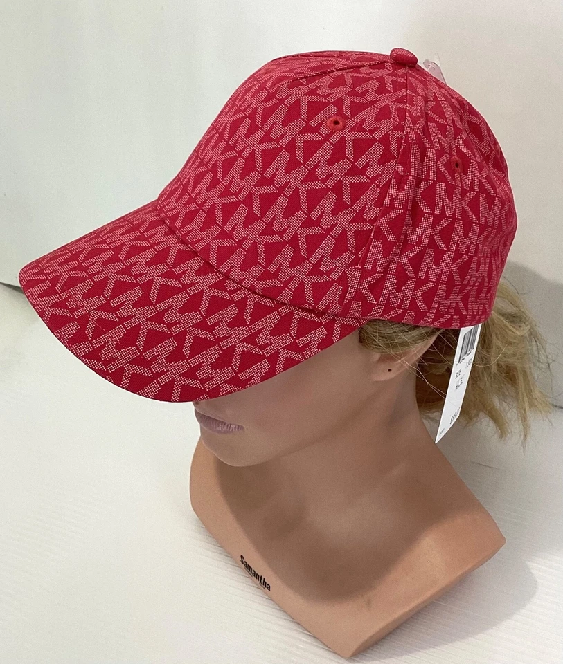 Женская красная бейсбольная кепка Michael Kors с принтом логотипом MK регулируемая - Изображение 2 из 4