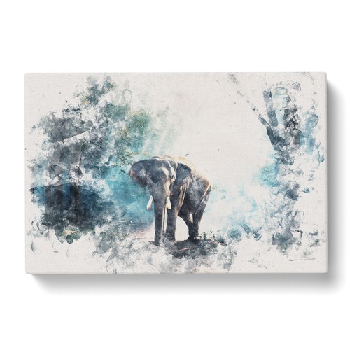 Elephant Roaming In A Green Forest Canvas Wall Art Print Framed Picture Decor - Picture 3 of 7