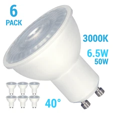6 Pack Satco S9383 LED Bulbs 6.5W 120V MR16 Twist Lock GU10 Base Dimmable 30K