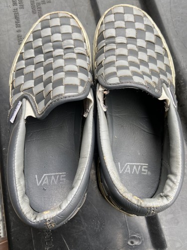 woven leather slip on vans