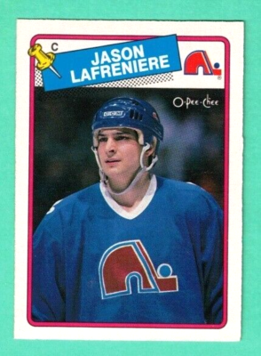 1) JASON LAFRENIERE 1988-89 OPC # 223 NORDIQUES ROOKIE EX-MT CARD
