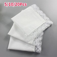 5/10/20pcs Baumwolle Taschent&uuml;cher Spitze Wei&szlig;e Hochzeit Hanky Weiche Dekor