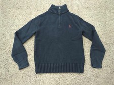 Polo Ralph Lauren Sweater Boys Kids Small Blue 1/4 Zip 100 Cotton Knit