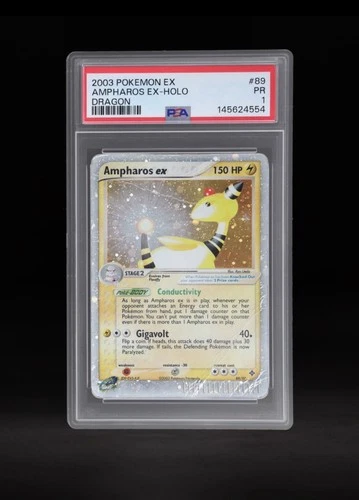 2003 Pokemon Ampharos EX Dragon Holo #89 PSA 1 pop 24 NEW CERT