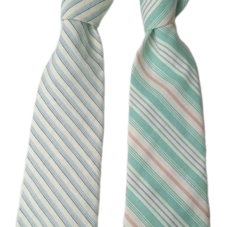 2 Corbatas De Colección Años 90 Polo Ralph Lauren Lino Primavera Pastel Rayas Diagonales Blanco Estados Unidos Foto 4 de 4