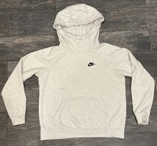Nike Hoodie Women M Hoodie Funnel Neck Pullover Workout White/Light Heather Gray