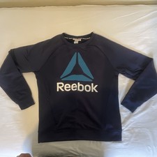 Reebok Boys 18 Pullover Sweatshirt Navy Blue Fleece Logo Long Sleeve Casual