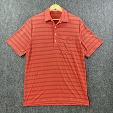 CRIQUET Polo Shirt Mens M Pink Stripe Performance Short Sleeve Stretch Golf Pima