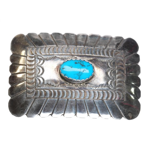 s Vintage Navajo sterling silver belt buckle with turquoise stone