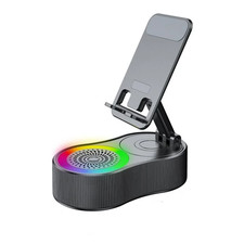 Portable Phone Stand Holder LED Light Built In Bluetooth Speaker Adjustable Cell