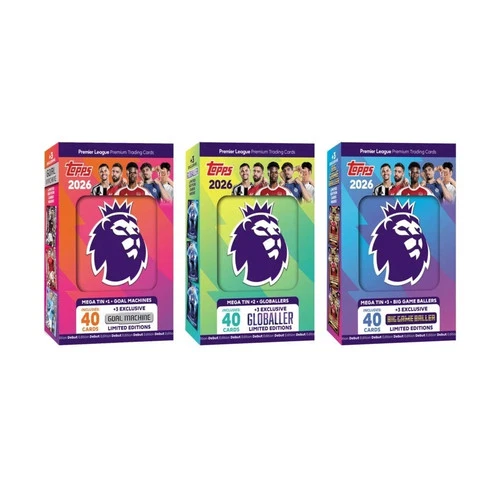 Topps Premier League 2026 Debut Mega Tin 40 Cards | Choose 1 or All 3 Set