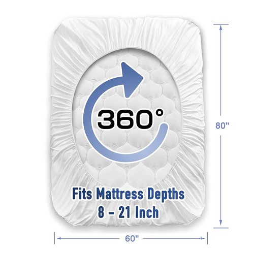 Queen Size Mattress Pad - Cooling Breathable Mattress Topper, Quilted Fitted ... - Picture 5 of 8