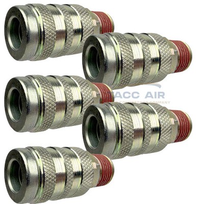 5 PC Industrial M style Air Compressor Quick Connect Coupler 3/8'' NPT Male Steel