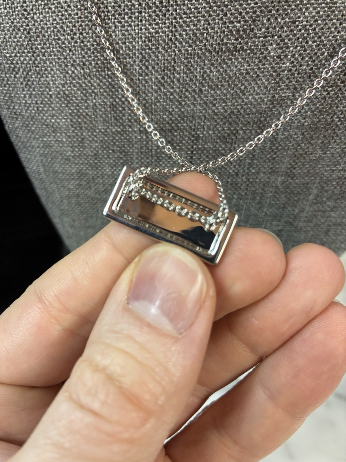 Versace Silver Metal & Pink Enamel Brand New 90’s Logo Necklace - w/ Jewelry Box thumbnail 5