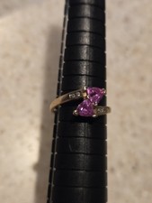 Vintage 14K Gelbgold rosa Saphir Diamant Ring...