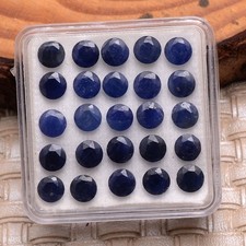 25 Pcs Natural Blue Sapphire Top-Grade 5mm Round Faceted Cut Loose Gemstones Lot