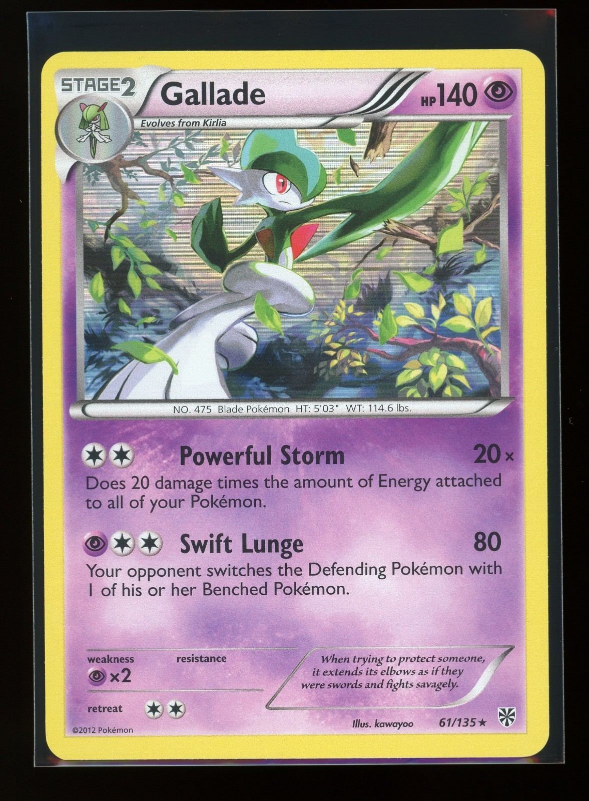 Gallade 61/135 Holo Rare Plasma Storm Pokémon Card NM