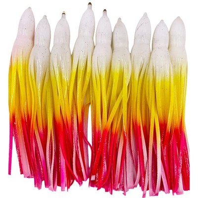 Octopus Squid Skirts Saltwater Trolling 9 Pack NEW 5.5  White Yellow and Pink