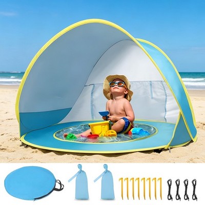 Pop Up Strandzelt Zelt Baby Strandmuschel UPF 50+ Tragbar Shade Shelter Mit Pool