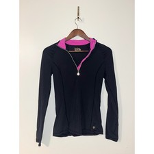 Lily Pulitzer Justine UPF 50 Luxletic Zip Pullover Black Onyx Pink Contrast