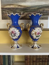 Rockingham Puce Griffin Stork Vases Hand painted Circa 1830-40