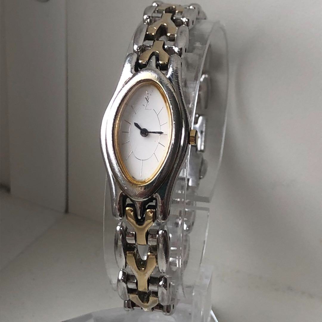 Orologio YSL Yves Saint Laurent Quarzo Acciaio Inox Quadrante Bianco Bracciale Argento