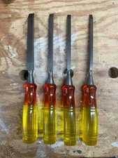 Marples Mortise Chisel 4 Piece Set Sheffield England Yellow Red Resin Handle