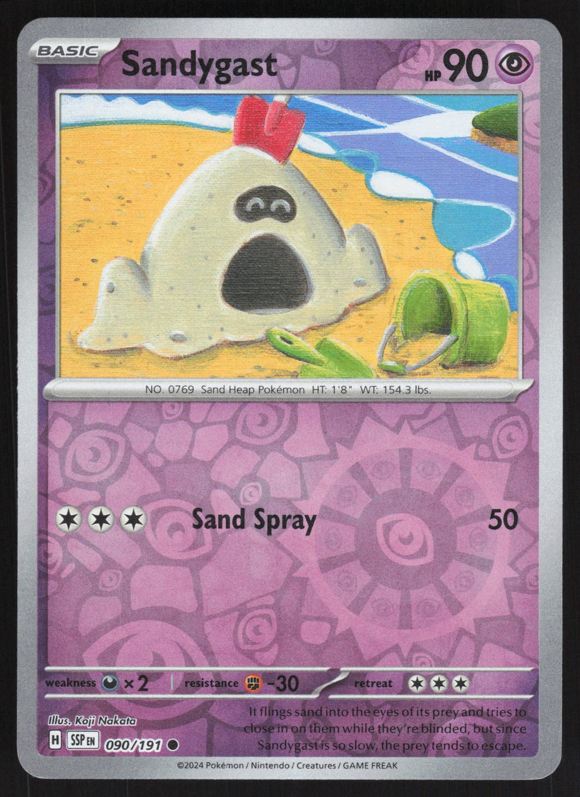 Sandygast Common Reverse Holo 090/191 NM SV08: Surging Sparks Pokemon Card