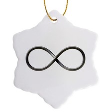 3dRose Houk Infinity Symbol White BackgroundSnowflake Porcelain Ornament, 3-Inch