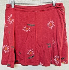 Toad & Co Skort Medium Red Floral Pull-On Cotton Blend Womens Stretch