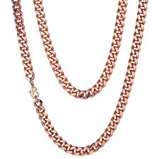 99.9 Pure Copper Necklace Cuban Curb Chain- 5, 7, 9, 12mm Widths 18"-26" Length