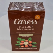 CARESS Bar Soap SHEA BUTTER & BROWN SUGAR 6pk 3.15oz Bars