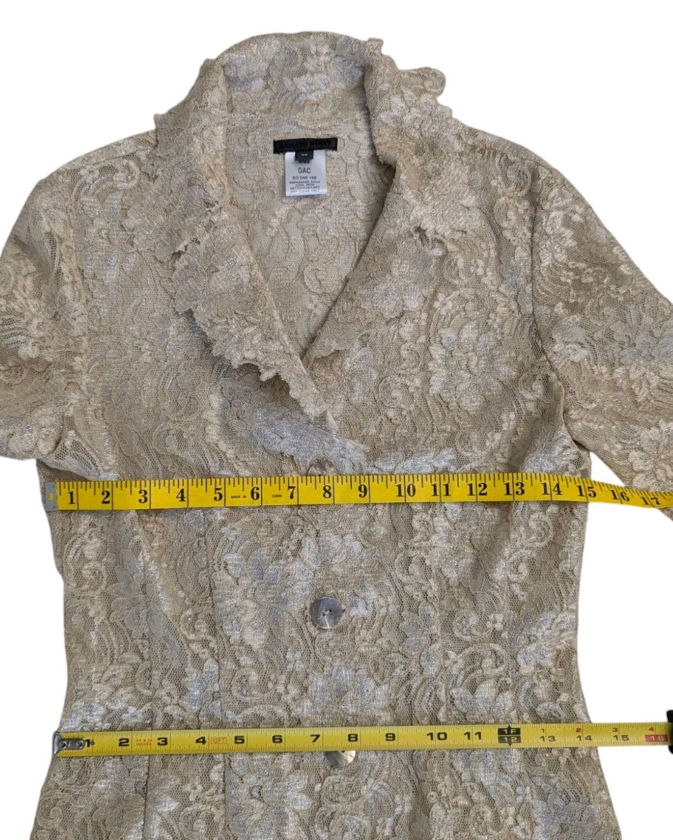 Renato Nucci Lace Metallic Gold Beige Dress Over Coat Shirt
