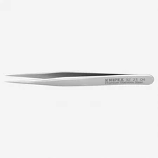 Knipex Stainless Steel Gripping Tweezers, Needle-Point Tips, 3.5"