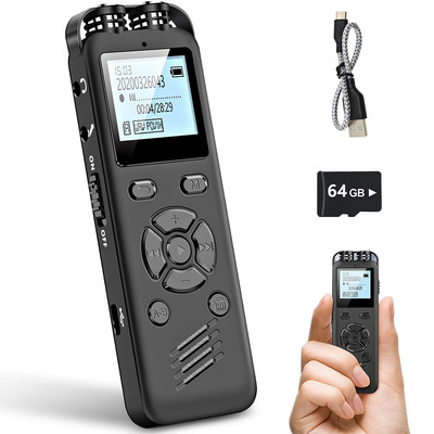 Digital Voice Recorder 64GB Voice Recorder with Playback and Voice Activated ...